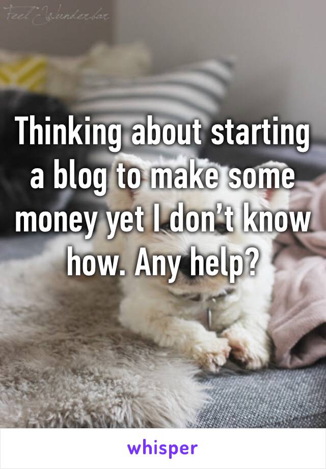 Thinking about starting a blog to make some money yet I don’t know how. Any help?