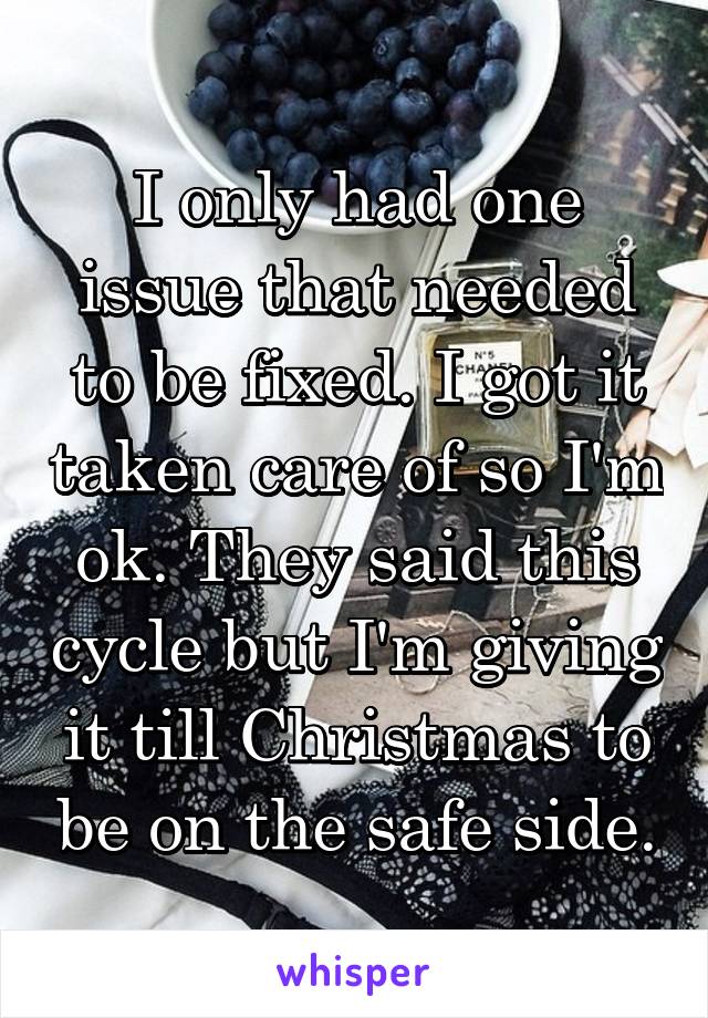 I only had one issue that needed to be fixed. I got it taken care of so I'm ok. They said this cycle but I'm giving it till Christmas to be on the safe side.