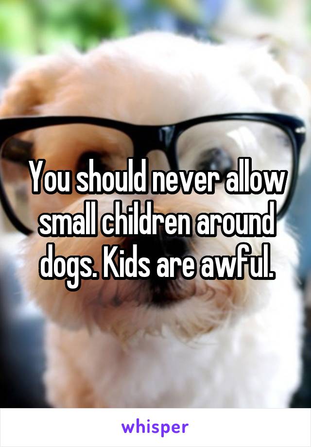 You should never allow small children around dogs. Kids are awful.
