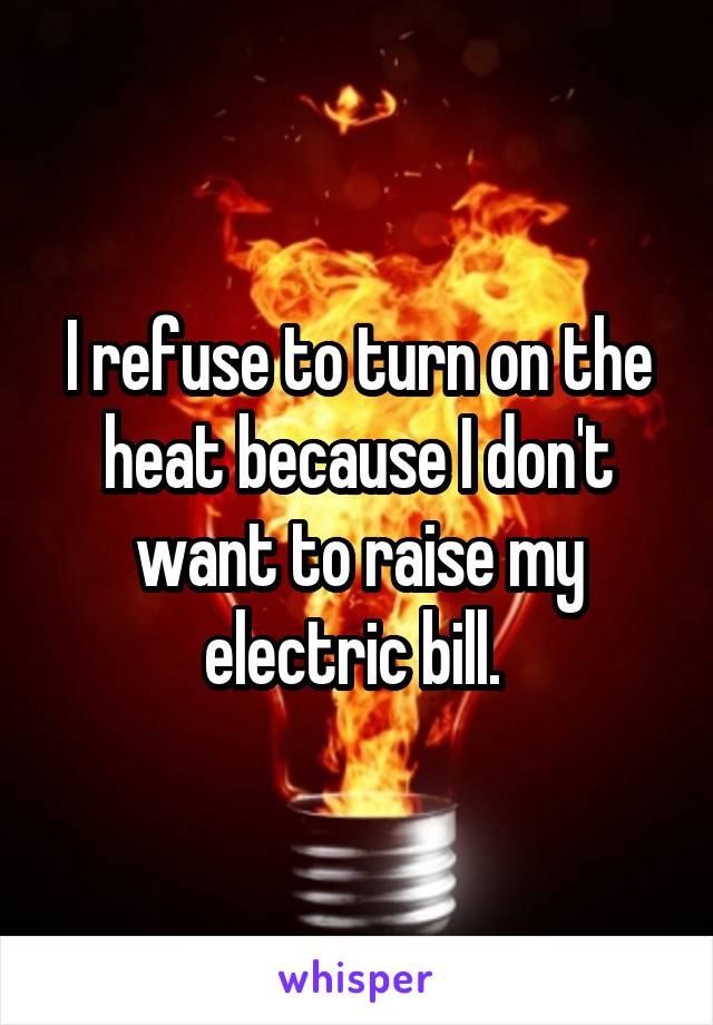 I refuse to turn on the heat because I don't want to raise my electric bill. 