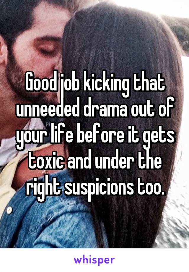 Good job kicking that unneeded drama out of your life before it gets toxic and under the right suspicions too.