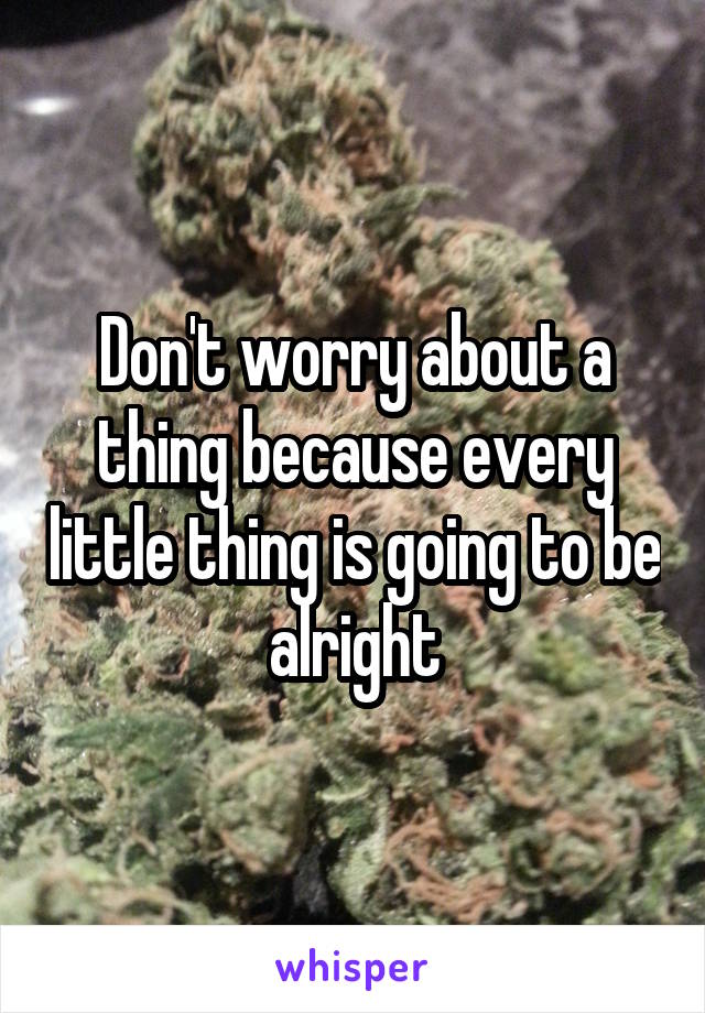 Don't worry about a thing because every little thing is going to be alright