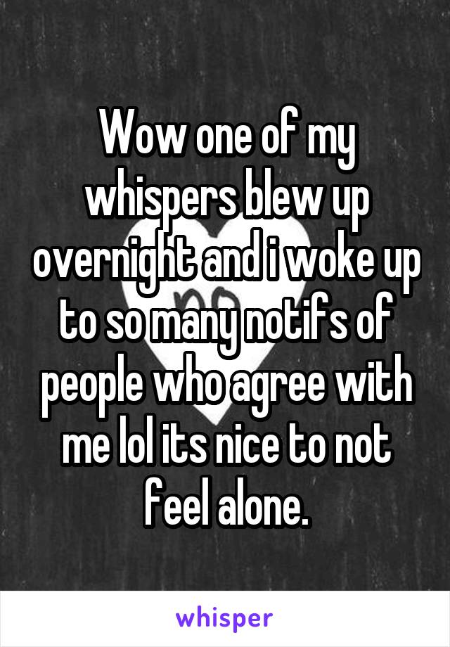Wow one of my whispers blew up overnight and i woke up to so many notifs of people who agree with me lol its nice to not feel alone.