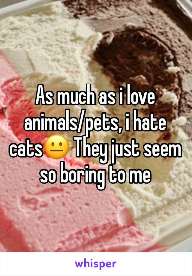 As much as i love animals/pets, i hate cats😐 They just seem so boring to me