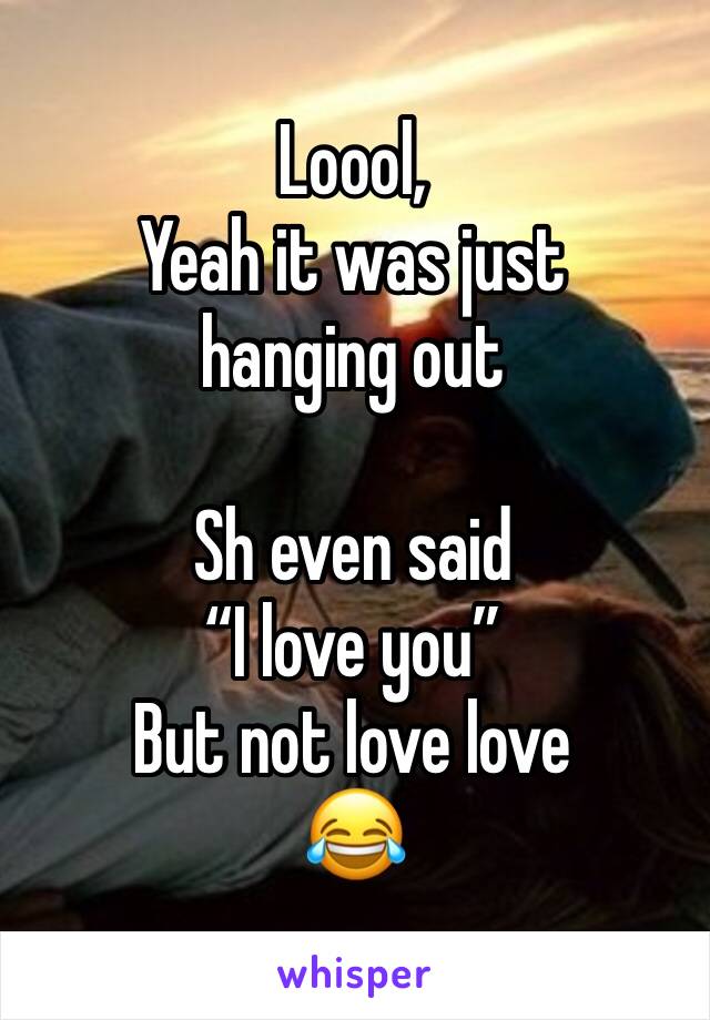 Loool, 
Yeah it was just hanging out 

Sh even said
“I love you”
But not love love
😂