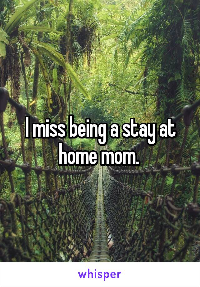 I miss being a stay at home mom. 