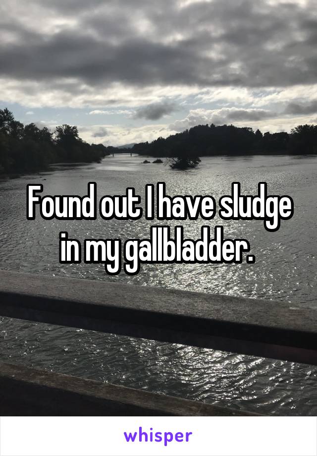 Found out I have sludge in my gallbladder. 
