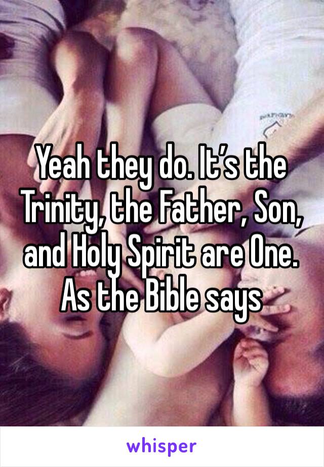 Yeah they do. It’s the Trinity, the Father, Son, and Holy Spirit are One. As the Bible says 