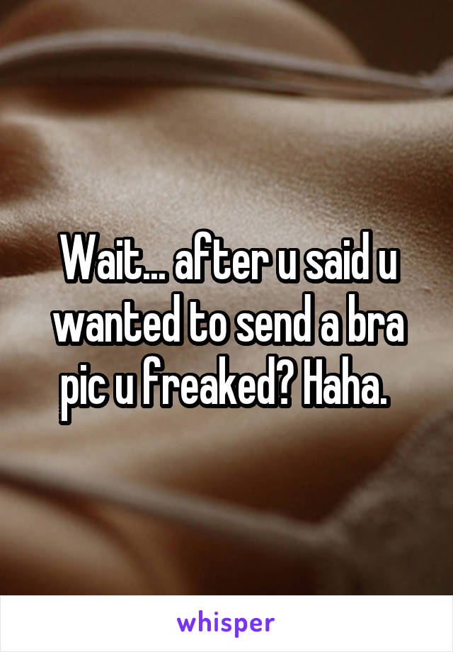 Wait... after u said u wanted to send a bra pic u freaked? Haha. 