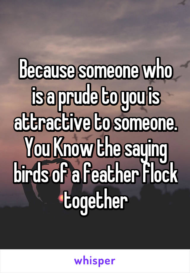Because someone who is a prude to you is attractive to someone. You Know the saying birds of a feather flock together