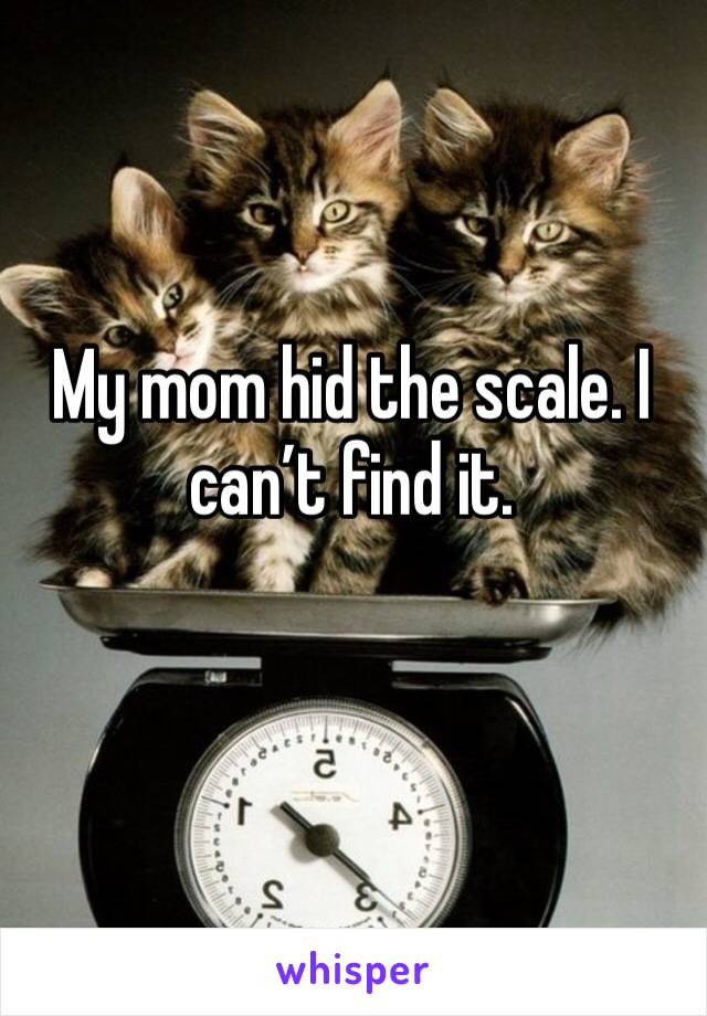 My mom hid the scale. I can’t find it. 