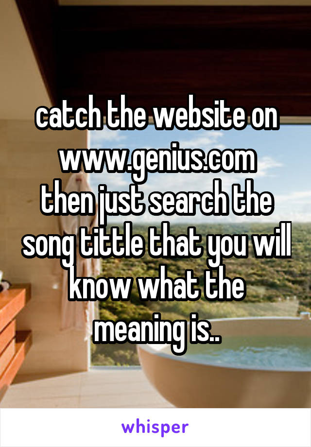catch the website on
www.genius.com
then just search the song tittle that you will know what the meaning is..