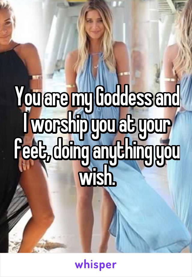 You are my Goddess and I worship you at your feet, doing anything you wish.