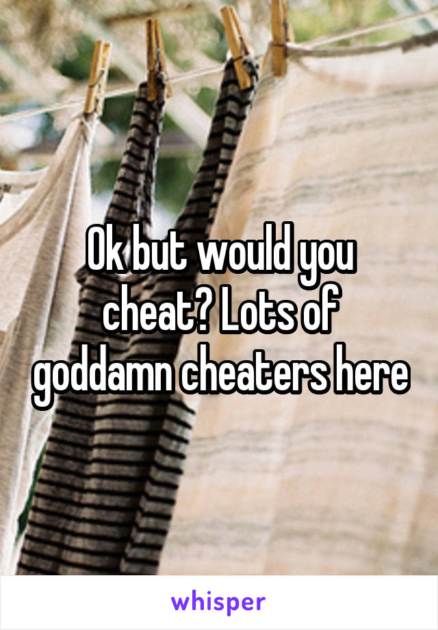 Ok but would you cheat? Lots of goddamn cheaters here
