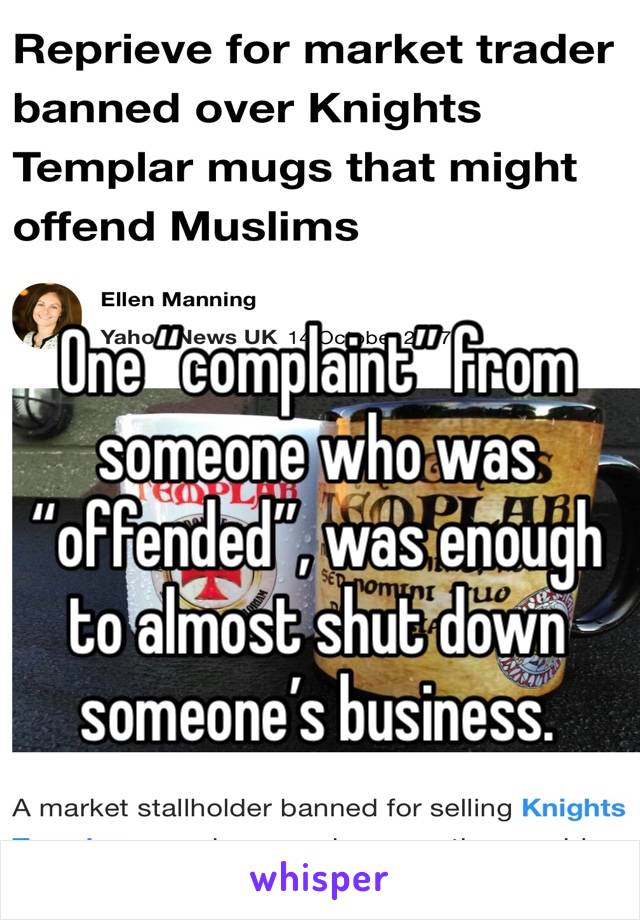

One “complaint” from someone who was “offended”, was enough to almost shut down someone’s business.