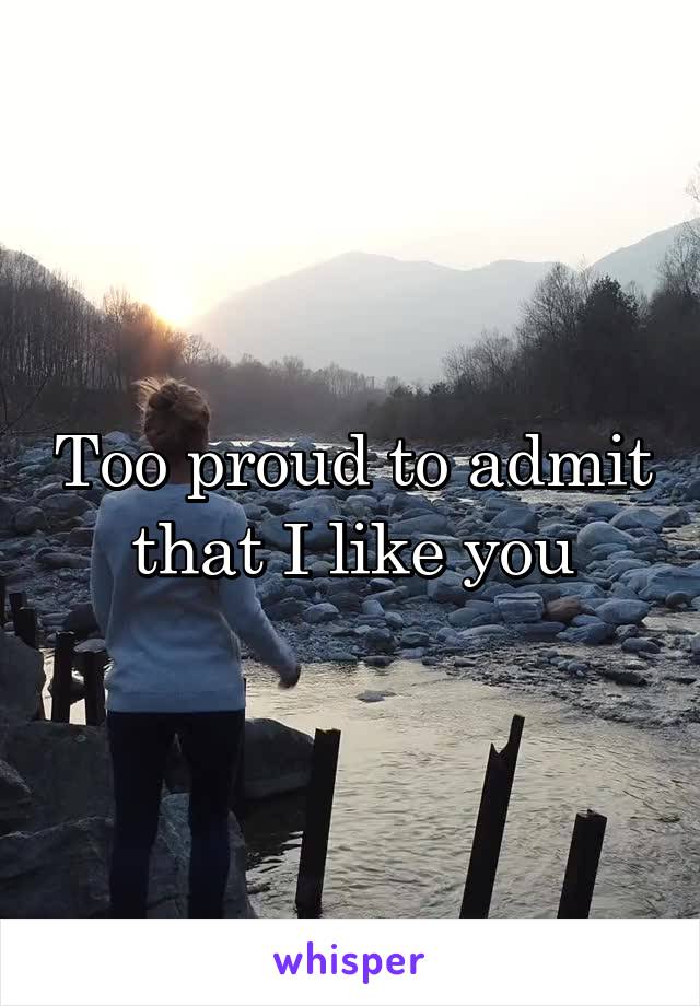 Too proud to admit that I like you