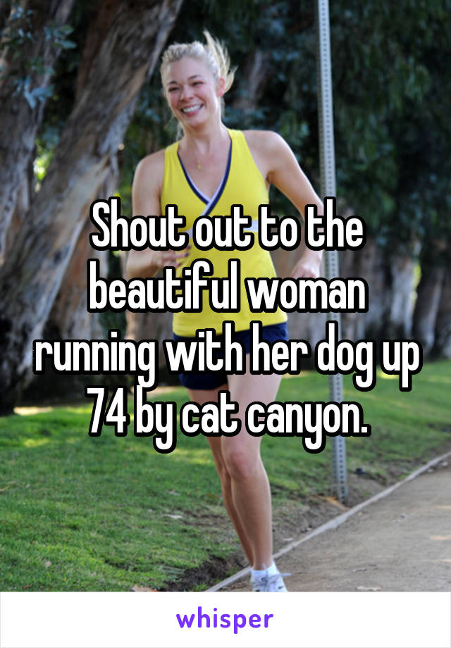 Shout out to the beautiful woman running with her dog up 74 by cat canyon.