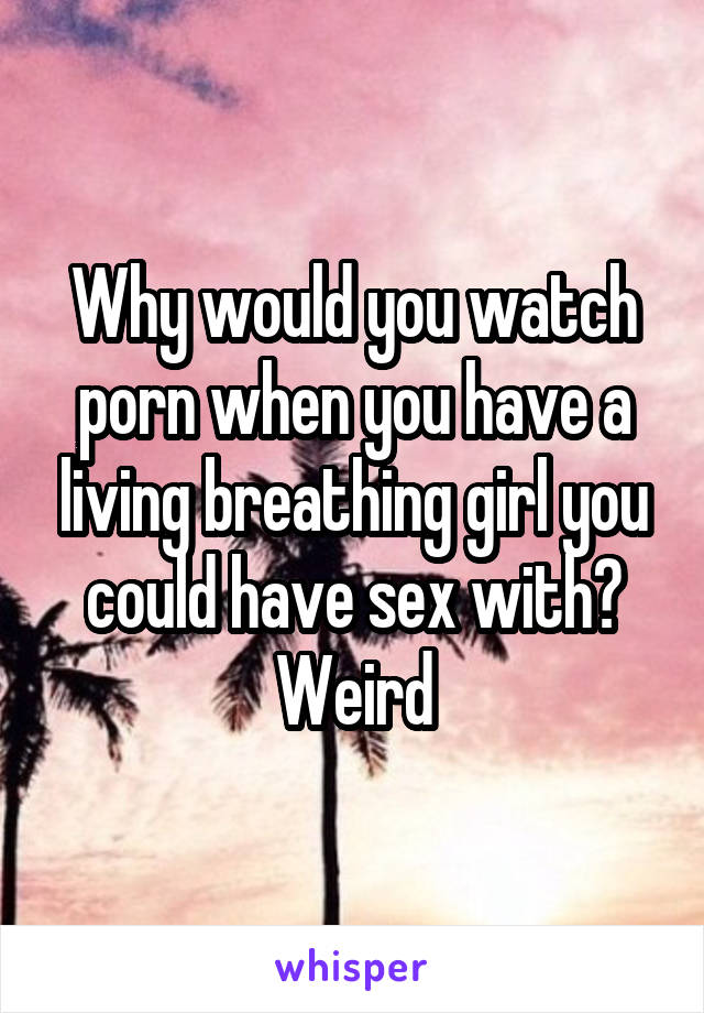 Why would you watch porn when you have a living breathing girl you could have sex with? Weird
