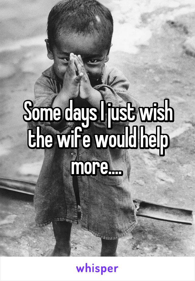 Some days I just wish the wife would help more.... 