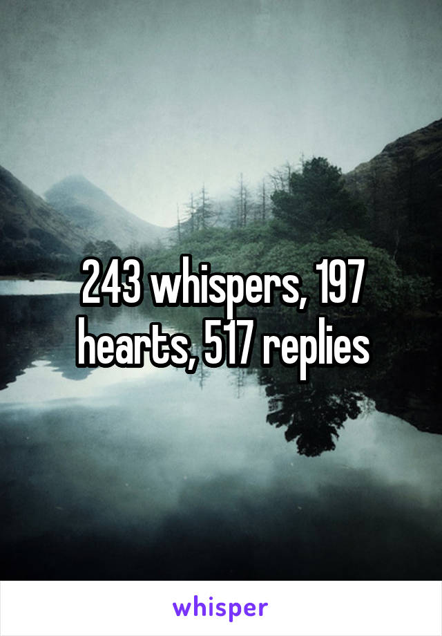 243 whispers, 197 hearts, 517 replies