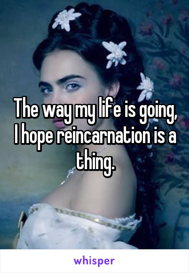 The way my life is going, I hope reincarnation is a thing.