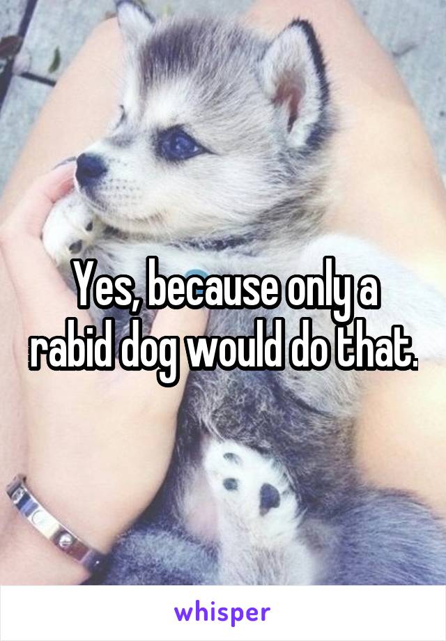 Yes, because only a rabid dog would do that.