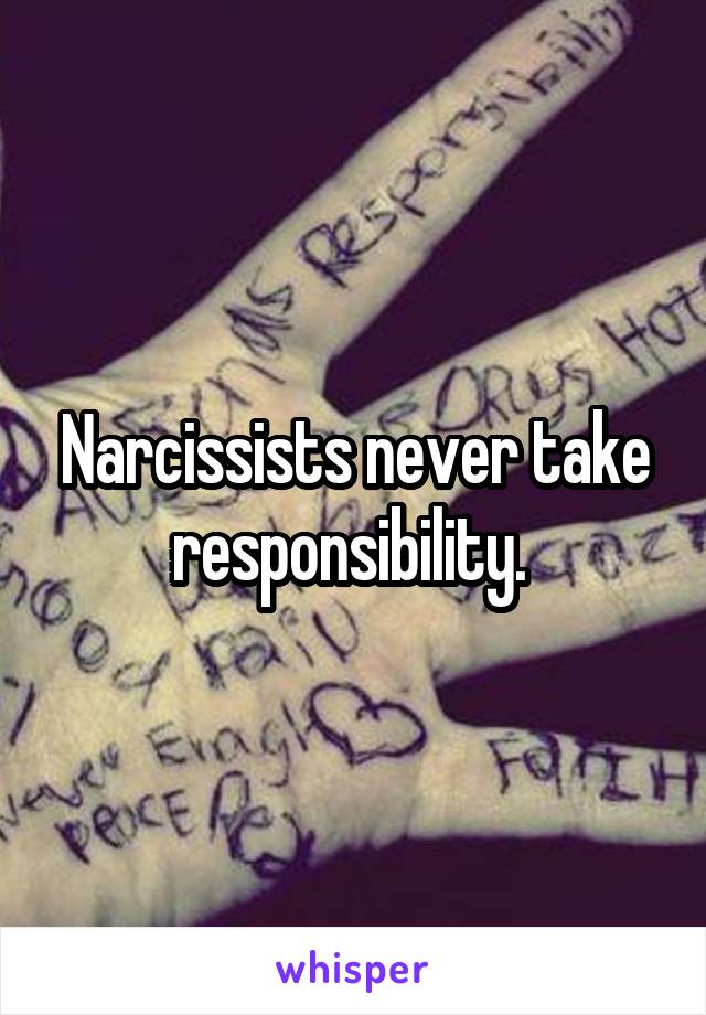 Narcissists never take responsibility. 