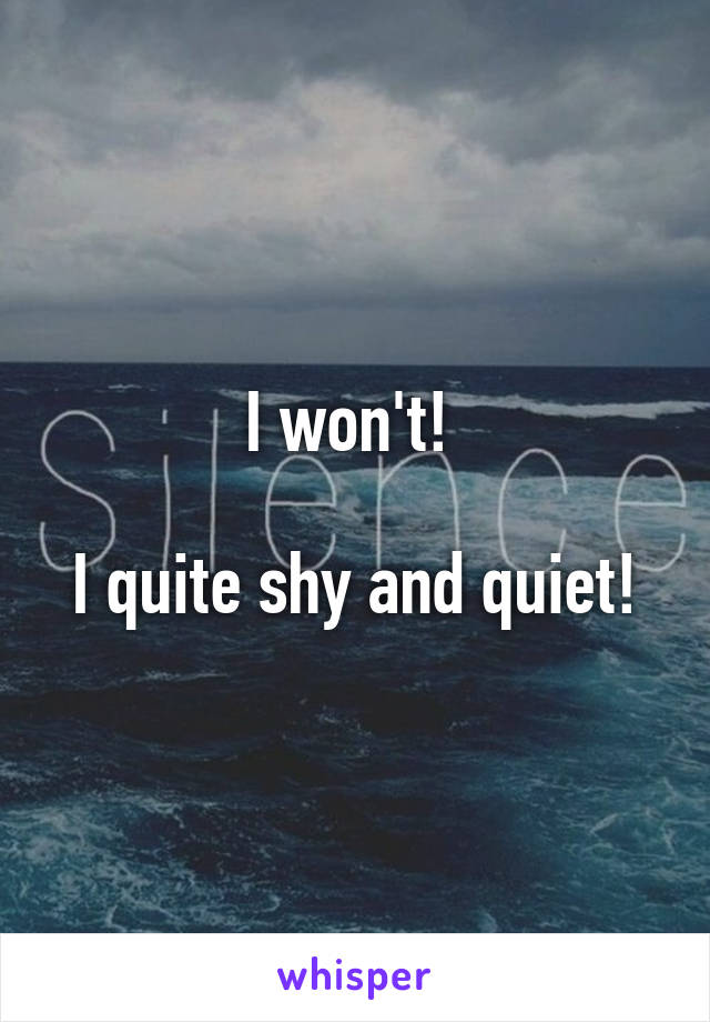 I won't! 

I quite shy and quiet!