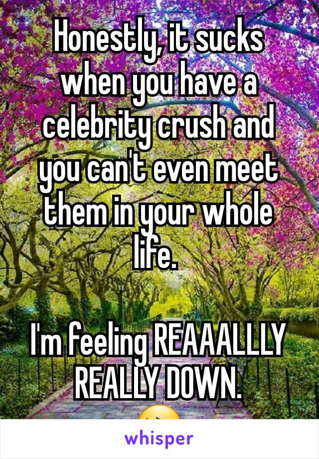 Honestly, it sucks when you have a celebrity crush and you can't even meet them in your whole life. 

I'm feeling REAAALLLY REALLY DOWN.
😔