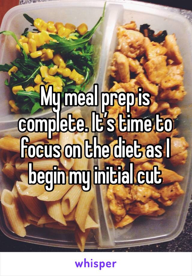 My meal prep is complete. It’s time to focus on the diet as I begin my initial cut