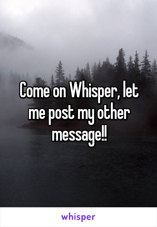 Come on Whisper, let me post my other message!!