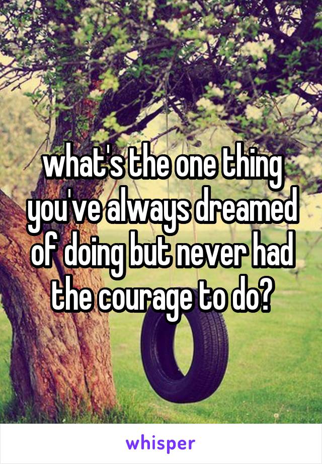 what's the one thing you've always dreamed of doing but never had the courage to do?