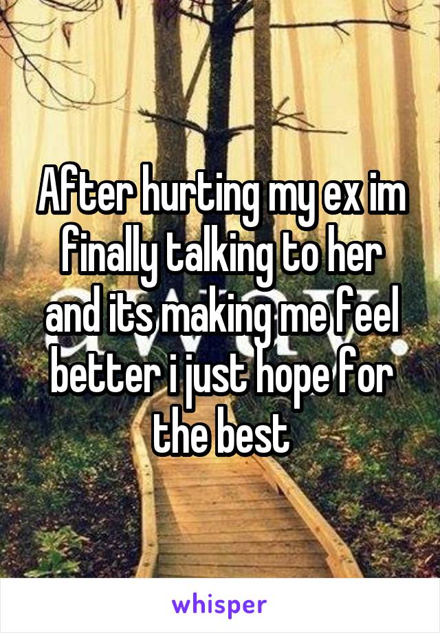 After hurting my ex im finally talking to her and its making me feel better i just hope for the best