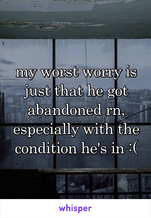 my worst worry is just that he got abandoned rn, especially with the condition he's in :(