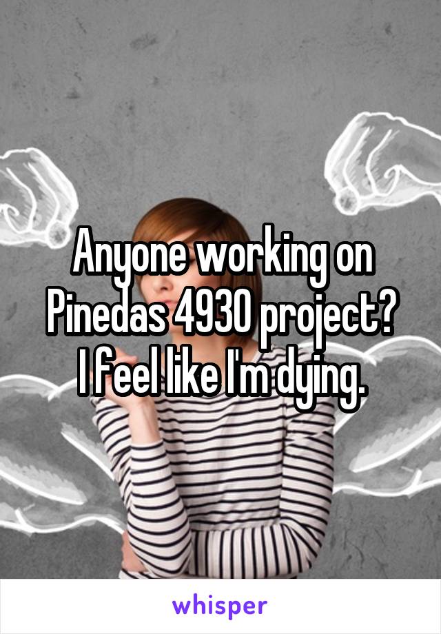 Anyone working on Pinedas 4930 project?
I feel like I'm dying.
