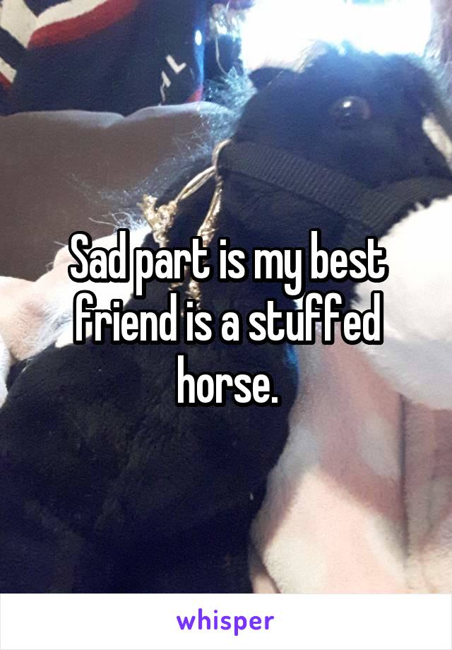 Sad part is my best friend is a stuffed horse.