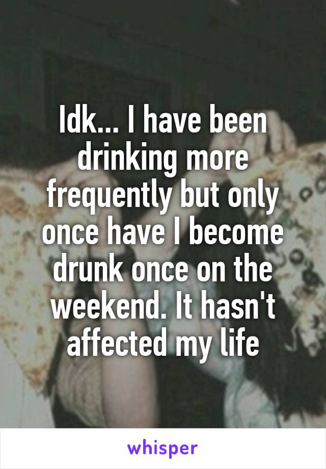 Idk... I have been drinking more frequently but only once have I become drunk once on the weekend. It hasn't affected my life