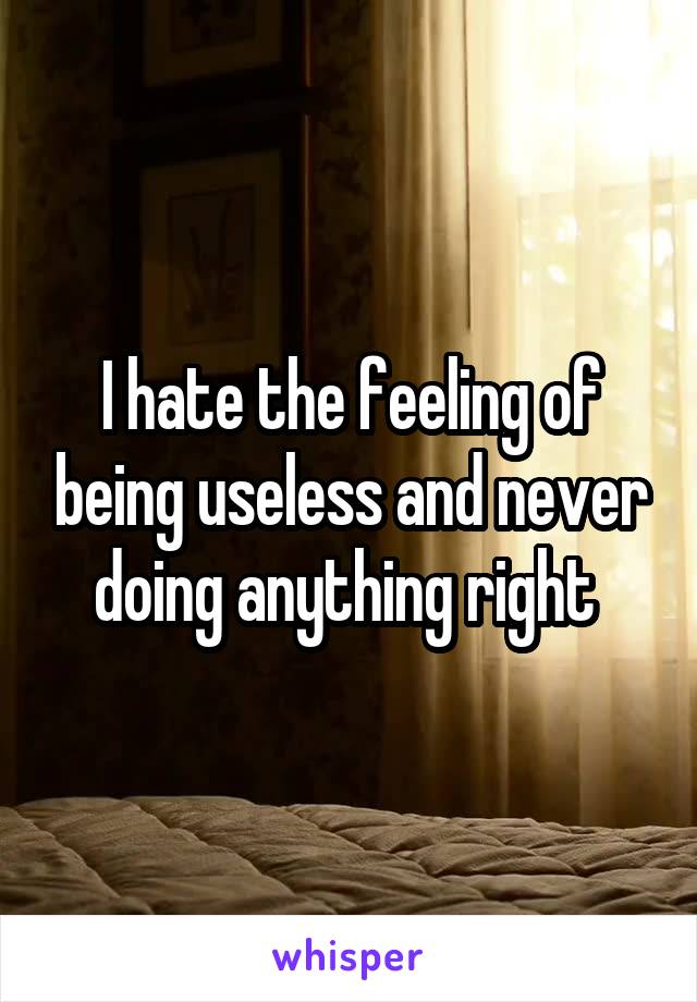 I hate the feeling of being useless and never doing anything right 