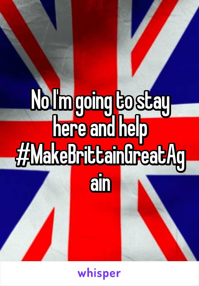No I'm going to stay here and help #MakeBrittainGreatAgain