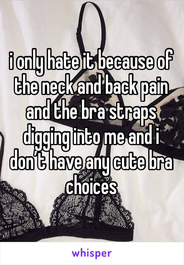 i only hate it because of the neck and back pain and the bra straps digging into me and i don’t have any cute bra choices 