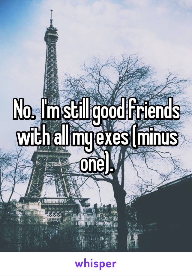 No.  I'm still good friends with all my exes (minus one).