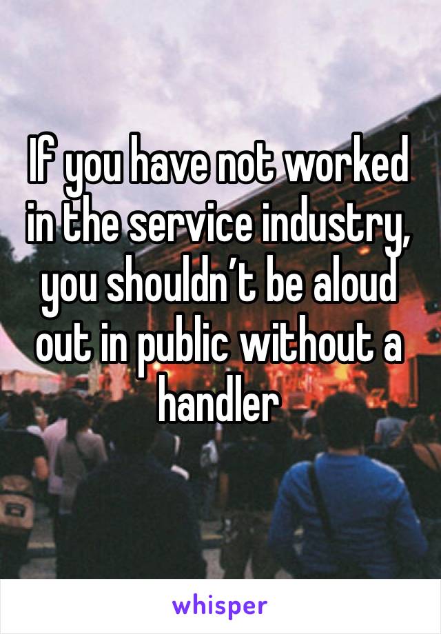 If you have not worked in the service industry, you shouldn’t be aloud out in public without a handler
