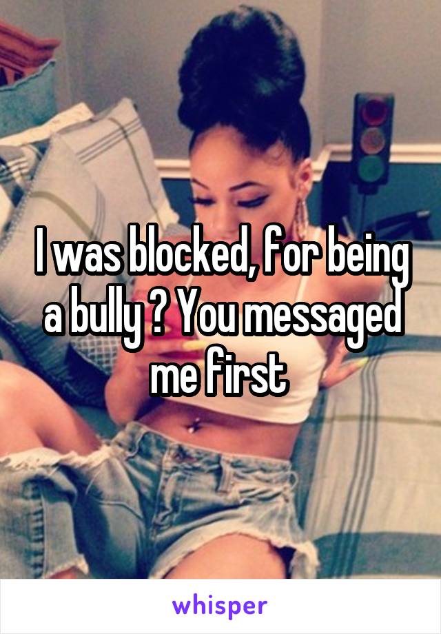 I was blocked, for being a bully ? You messaged me first 