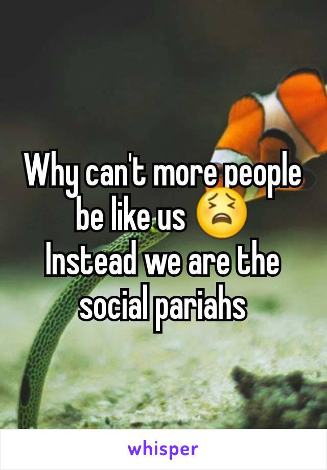 Why can't more people be like us 😫
Instead we are the social pariahs