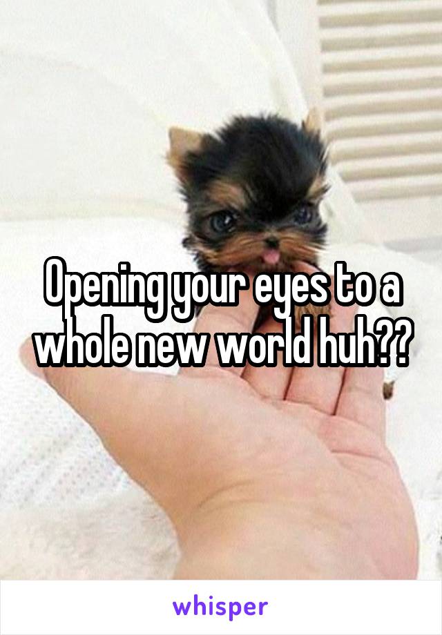 Opening your eyes to a whole new world huh??