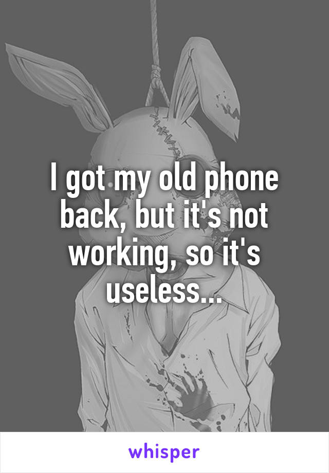 I got my old phone back, but it's not working, so it's useless...