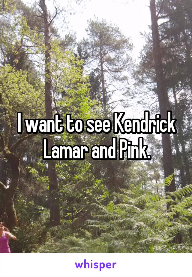 I want to see Kendrick Lamar and Pink.