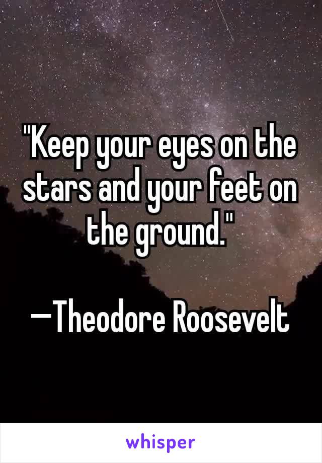 "Keep your eyes on the stars and your feet on the ground."

—Theodore Roosevelt

