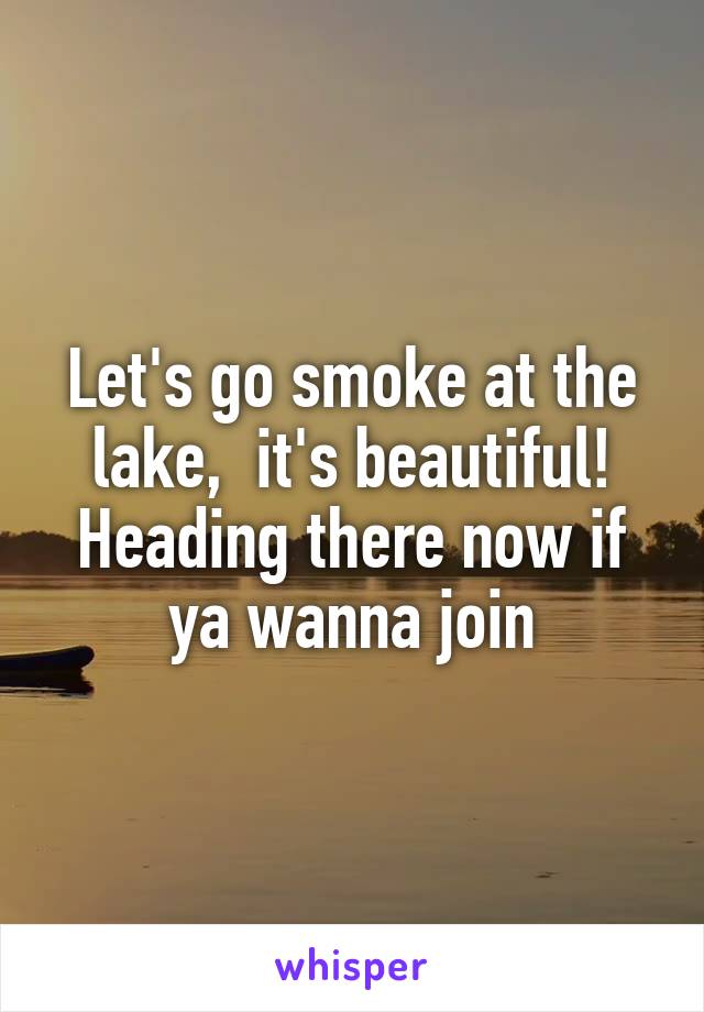 Let's go smoke at the lake,  it's beautiful! Heading there now if ya wanna join