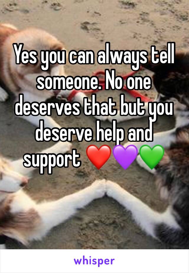 Yes you can always tell someone. No one deserves that but you deserve help and support ❤️💜💚